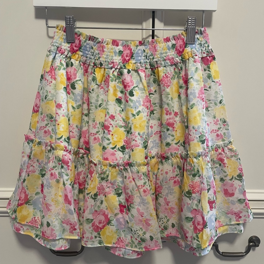 Multi color floral JJ ruffle skirt